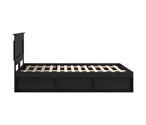 Gultas Rāmis Ar Atvilktni Melna 140 X 190 Cm Ciets Priedes Koks Vidaxl