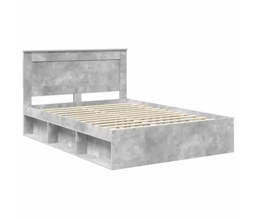 Gultas Rāmis Betons 140 X 190 Cm Ciets Priedes Koks Vidaxl