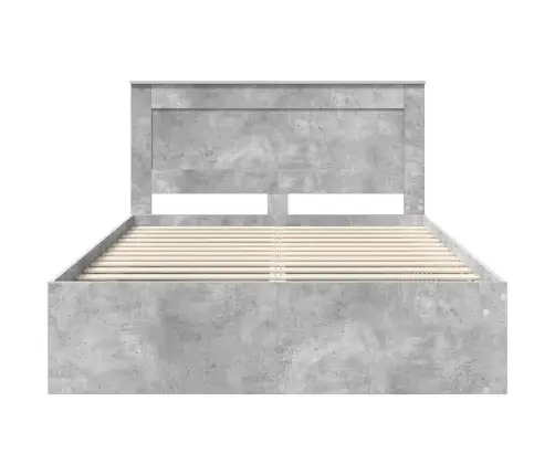 Gultas Rāmis Betons 140 X 190 Cm Ciets Priedes Koks Vidaxl