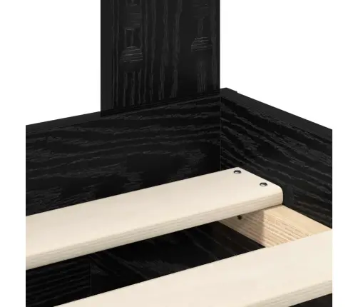 Gultas Rāmis Melna 140 X 190 Cm Ciets Priedes Koks Vidaxl