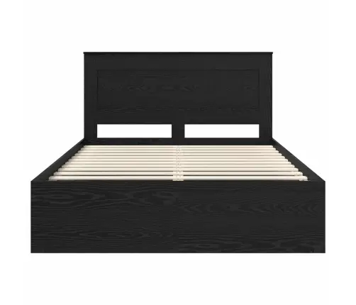 Gultas Rāmis Melna 140 X 190 Cm Ciets Priedes Koks Vidaxl