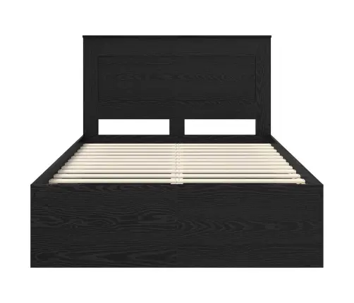 Lovos Rėmas Su Stalčių Juoda 135 X 190 Cm Kietos Pušies Mediena
