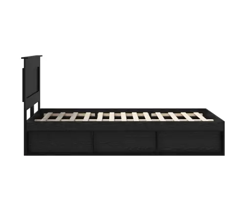 Lovos Rėmas Su Stalčių Juoda 135 X 190 Cm Kietos Pušies Mediena