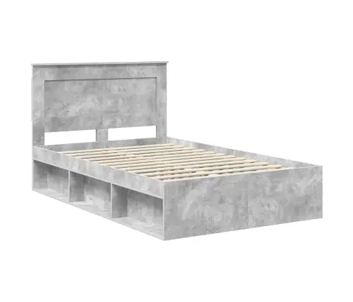 Gultas Rāmis Betons 120 X 190 Cm Ciets Priedes Koks Vidaxl