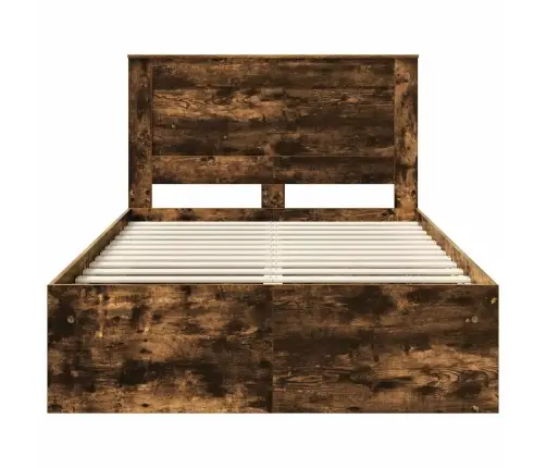 Gultas Rāmis Dūmaka Ozols 120 X 190 Cm Ciets Priedes Koks Vidaxl