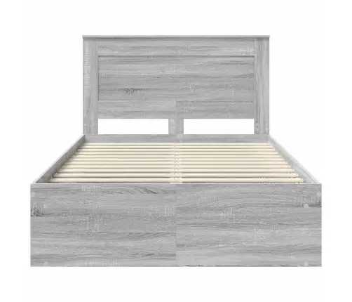 Gultas Rāmis Pelēks Sonoma 120 X 190 Cm Ciets Priedes Koks Vidaxl