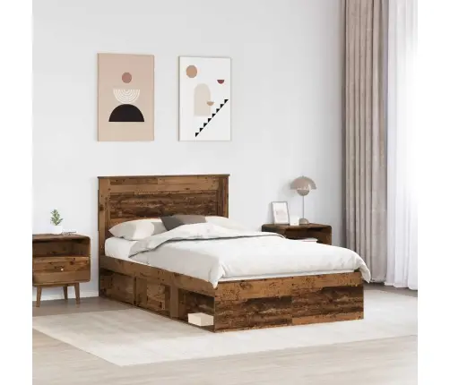 Gultas Rāmis Vecs Koks 120 X 190 Cm Ciets Priedes Koks Vidaxl