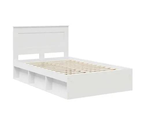 Gultas Rāmis Balts 120 X 200 Cm Ciets Priedes Koks Vidaxl