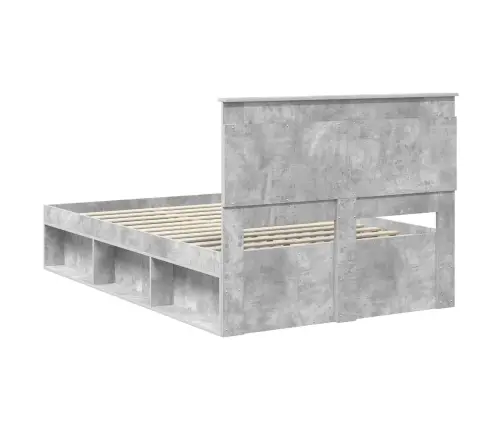 Gultas Rāmis Betons 120 X 200 Cm Ciets Priedes Koks Vidaxl