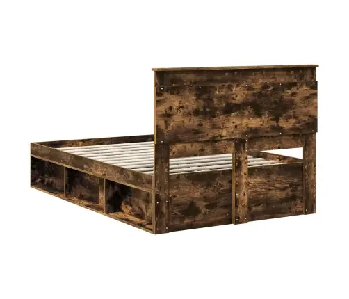 Gultas Rāmis Dūmaka Ozols 120 X 200 Cm Ciets Priedes Koks Vidaxl