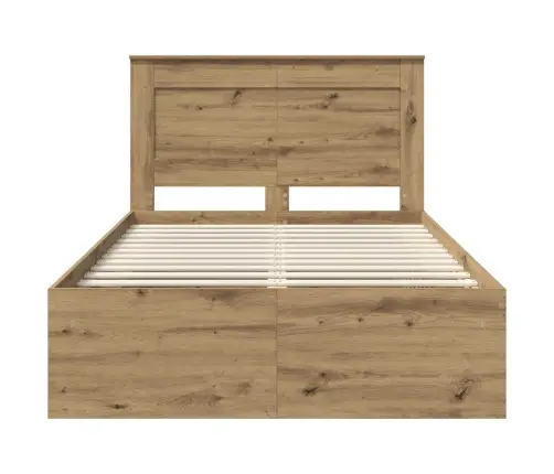 Gultas Rāmis Mākslīgā Ozola 120 X 200 Cm Ciets Priedes Koks Vidaxl