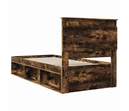 Gultas Rāmis Dūmaka Ozols 100 X 200 Cm Ciets Priedes Koks Vidaxl