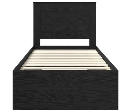 Gultas Rāmis Ar Atvilktni Melna 90 X 190 Cm Ciets Priedes Koks Vidaxl