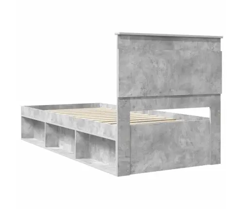 Gultas Rāmis Betons 90 X 200 Cm Ciets Priedes Koks Vidaxl