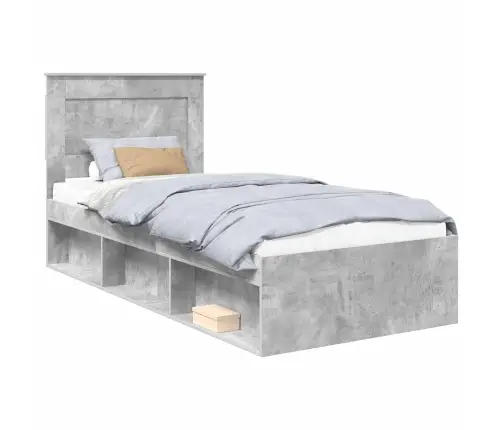 Gultas Rāmis Betons 90 X 200 Cm Ciets Priedes Koks Vidaxl