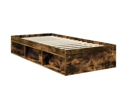 Gultas Rāmis Dūmaka Ozols 90 X 200 Cm Ciets Priedes Koks Vidaxl