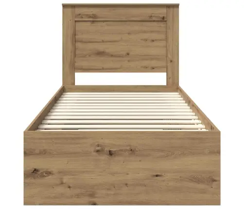 Gultas Rāmis Mākslīgā Ozola 90 X 200 Cm Ciets Priedes Koks Vidaxl