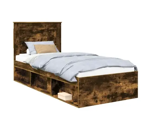 Voodi Raam Peaga Suitsetatud Tamm 75 X 190 Cm Tahke Mänd