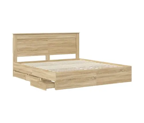 Gultas Rāmis Sonoma Ozols 200 X 200 Cm Inženieru Koks Vidaxl