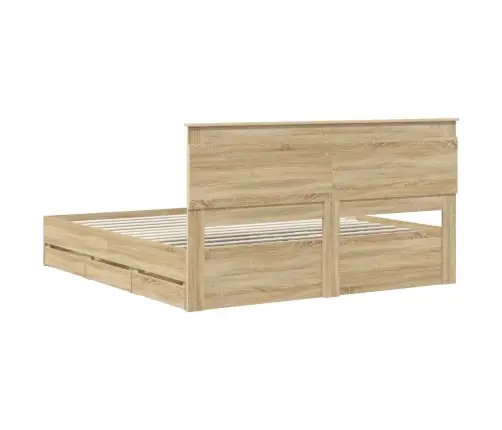 Gultas Rāmis Sonoma Ozols 200 X 200 Cm Inženieru Koks Vidaxl