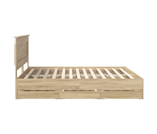 Gultas Rāmis Sonoma Ozols 200 X 200 Cm Inženieru Koks Vidaxl