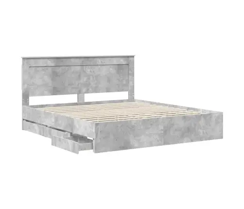 Gultas Rāmis Betona Pelēks 200 X 200 Cm Inženieru Koks Vidaxl