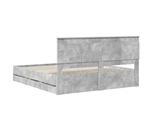 Gultas Rāmis Betona Pelēks 200 X 200 Cm Inženieru Koks Vidaxl