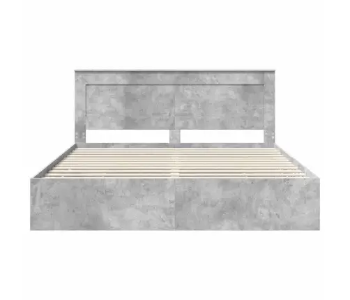 Gultas Rāmis Betona Pelēks 200 X 200 Cm Inženieru Koks Vidaxl