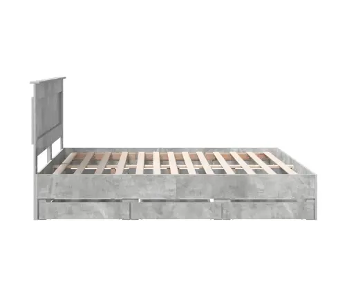 Gultas Rāmis Betona Pelēks 200 X 200 Cm Inženieru Koks Vidaxl