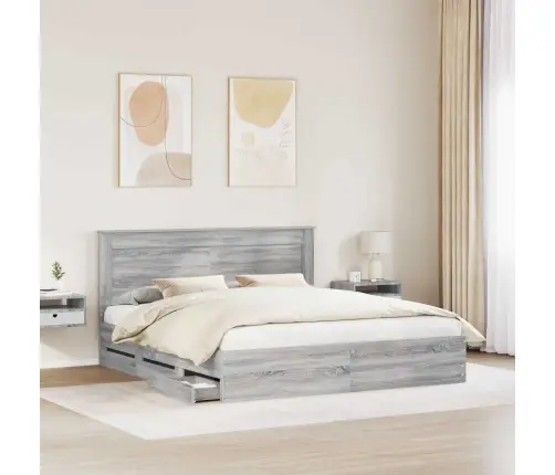 Gultas Rāmis Pelēks Sonoma 200 X 200 Cm Inženieru Koks Vidaxl