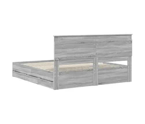 Gultas Rāmis Pelēks Sonoma 200 X 200 Cm Inženieru Koks Vidaxl