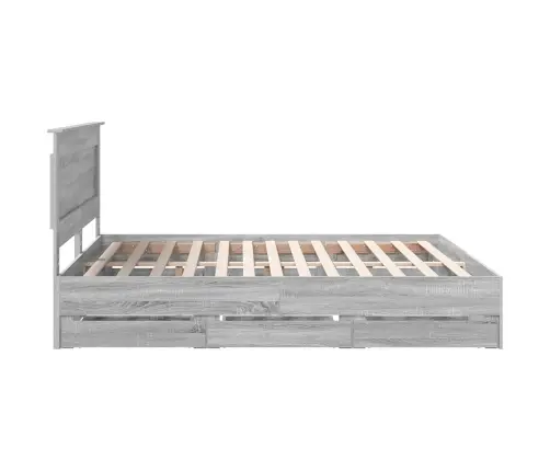 Gultas Rāmis Pelēks Sonoma 200 X 200 Cm Inženieru Koks Vidaxl