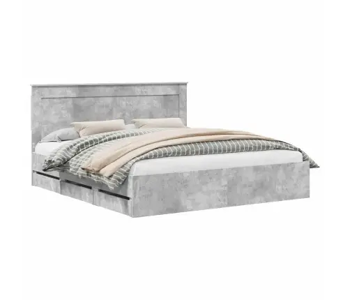 Gultas Rāmis Betona Pelēks 180 X 200 Cm Inženieru Koks Vidaxl