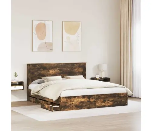 Voodi Raam Sahtliga Suitsetatud Tamm 180 X 200 Cm Inseneripuit