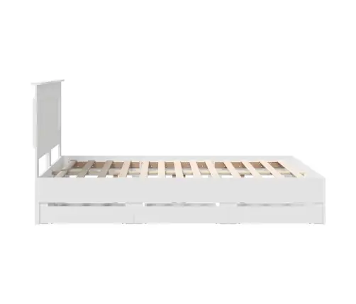 Gultas Rāmis Ar Atvilktni Balts 150 X 200 Cm Inženieru Koks Vidaxl