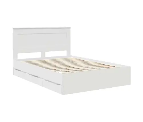 Gultas Rāmis Ar Atvilktni Balts 140 X 190 Cm Inženieru Koks Vidaxl