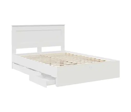 Gultas Rāmis Ar Atvilktni Balts 140 X 190 Cm Inženieru Koks Vidaxl