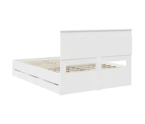 Gultas Rāmis Ar Atvilktni Balts 140 X 190 Cm Inženieru Koks Vidaxl