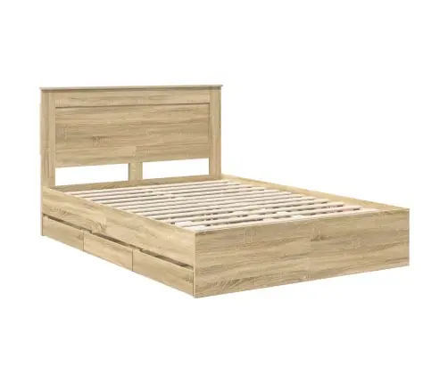 Voodi Raam Sahtliga Peaga Sonoma Tamm 140 X 190 Cm Inseneripuit