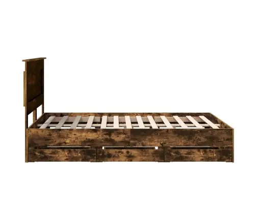 Gultas Rāmis Dūmaka Ozols 140 X 190 Cm Inženieru Koks Vidaxl