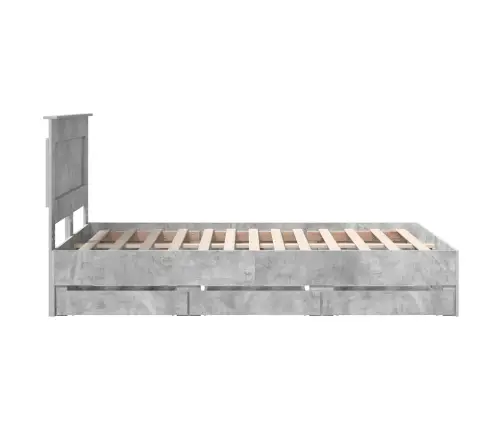 Gultas Rāmis Betona Pelēks 135 X 190 Cm Inženieru Koks Vidaxl