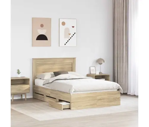 Gultas Rāmis Sonoma Ozols 120 X 190 Cm Inženieru Koks Vidaxl
