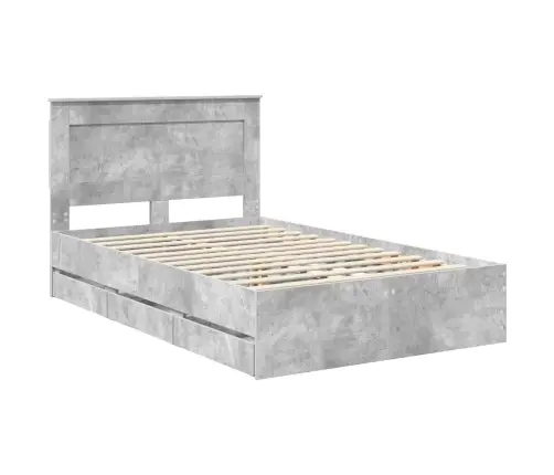 Gultas Rāmis Betona Pelēks 120 X 190 Cm Inženieru Koks Vidaxl