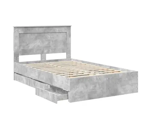 Gultas Rāmis Betona Pelēks 120 X 190 Cm Inženieru Koks Vidaxl