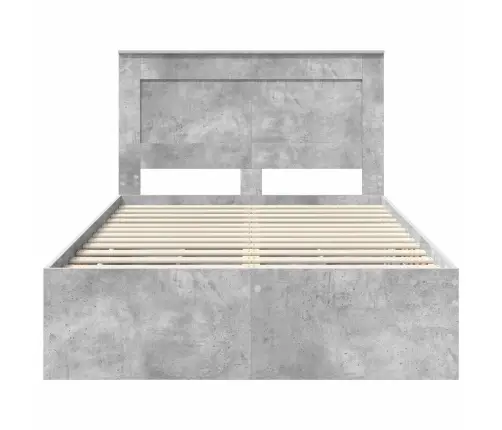 Gultas Rāmis Betona Pelēks 120 X 190 Cm Inženieru Koks Vidaxl