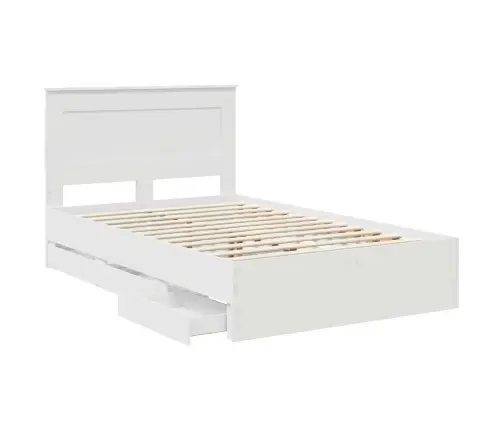 Gultas Rāmis Ar Atvilktni Balts 120 X 200 Cm Inženieru Koks Vidaxl