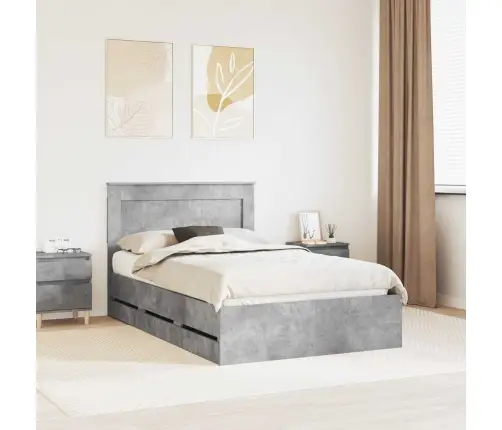 Gultas Rāmis Betona Pelēks 120 X 200 Cm Inženieru Koks Vidaxl