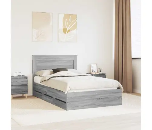 Gultas Rāmis Pelēks Sonoma 120 X 200 Cm Inženieru Koks Vidaxl