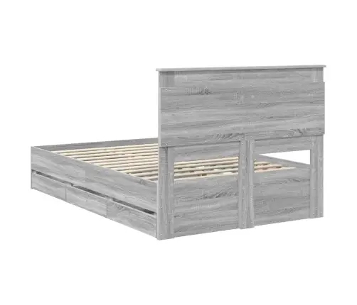 Gultas Rāmis Pelēks Sonoma 120 X 200 Cm Inženieru Koks Vidaxl