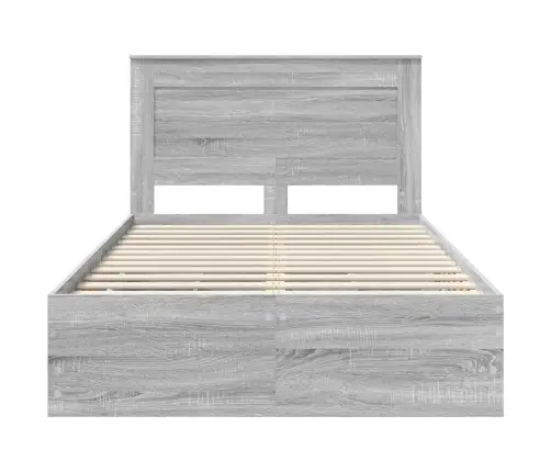 Gultas Rāmis Pelēks Sonoma 120 X 200 Cm Inženieru Koks Vidaxl